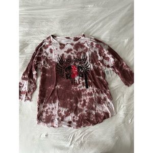 NWT RAISE HELL CLASSIC FIT RAGLAN TEE - TIE-DYE BROWN (size 1X)